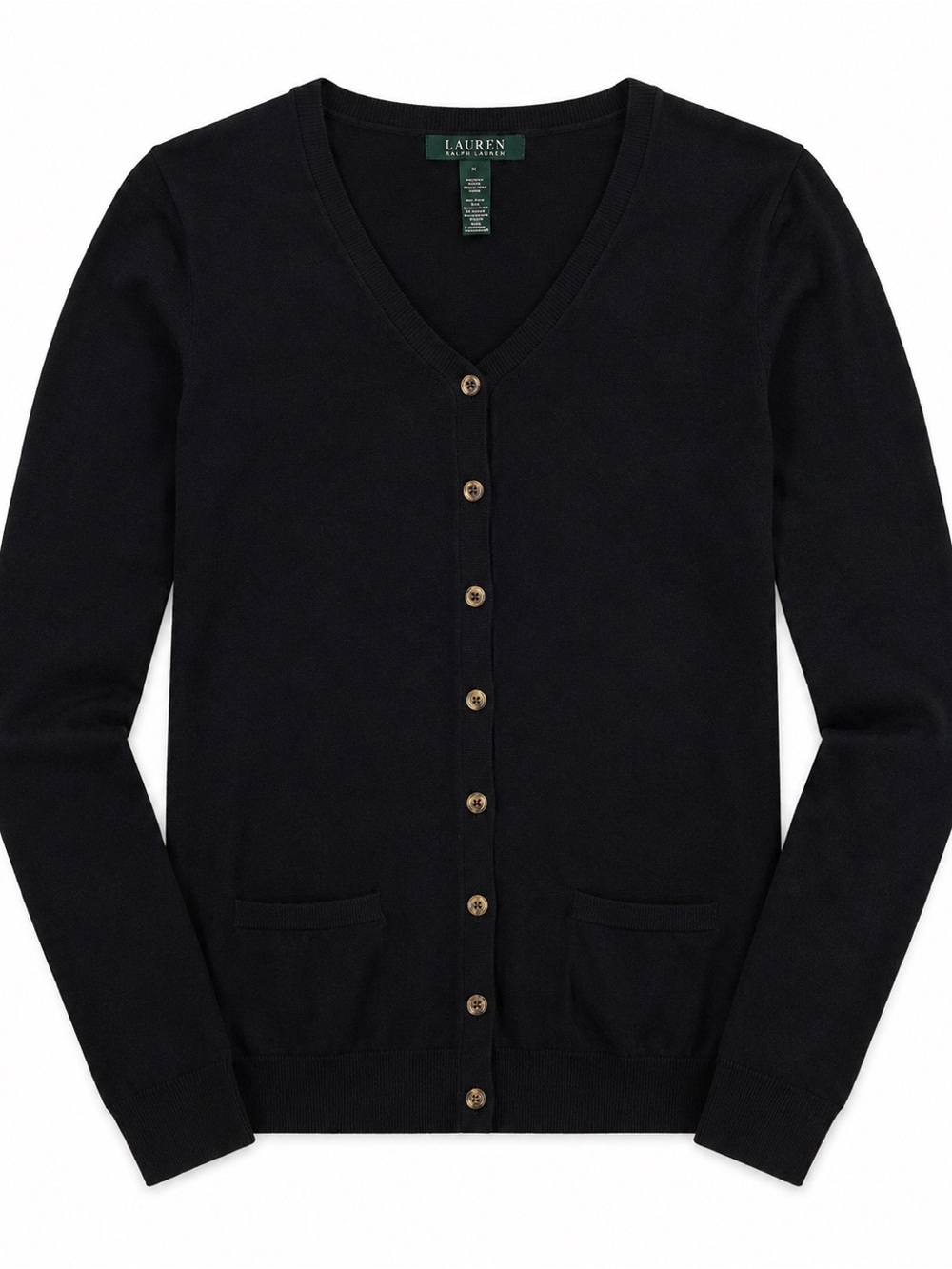 Lauren Ralph Lauren women’s  Black V-Neck Button-Front Cardigan